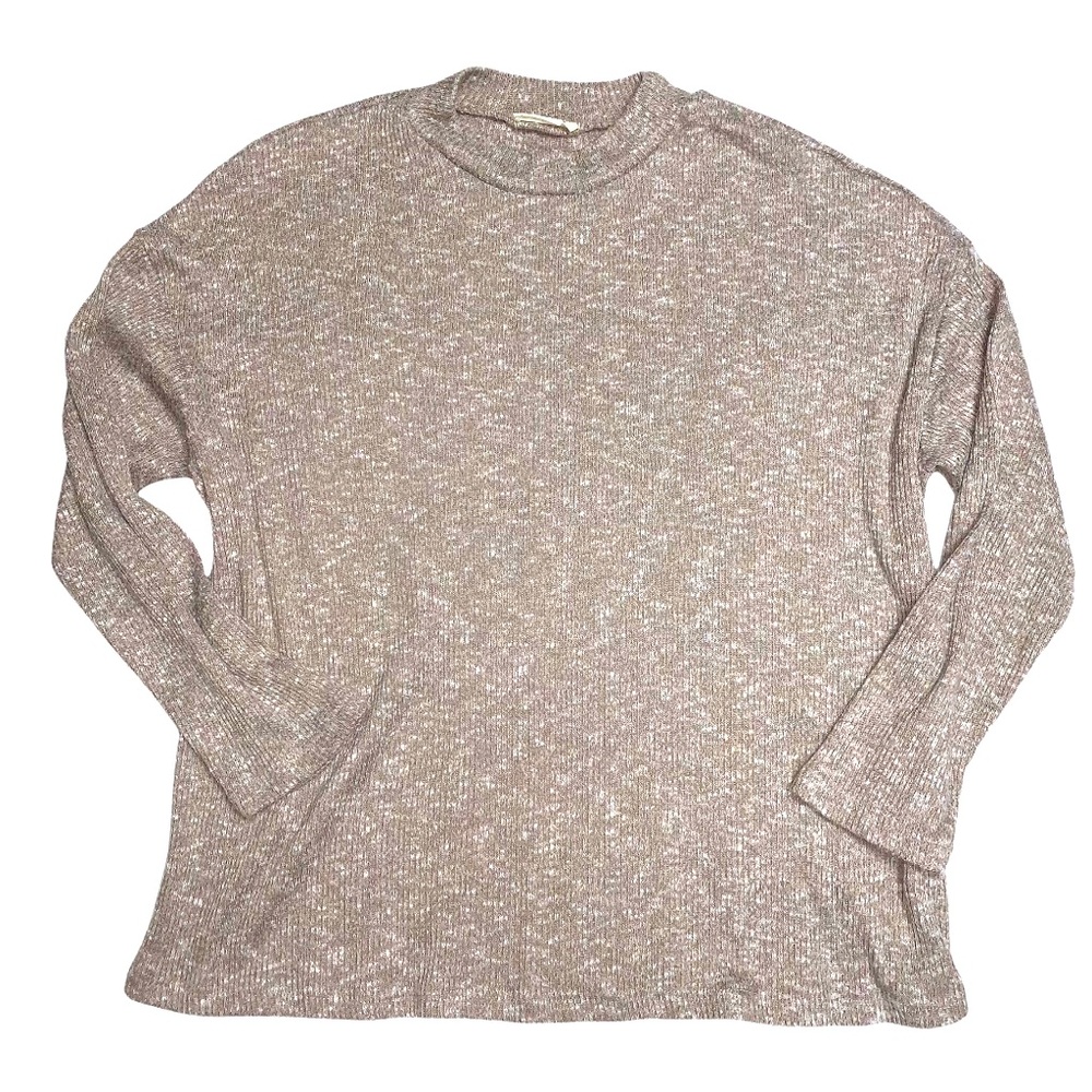 Bohme Beige Marbled Heathered Ribbed Soft Lightweight Knit Shirt Top Size Medium